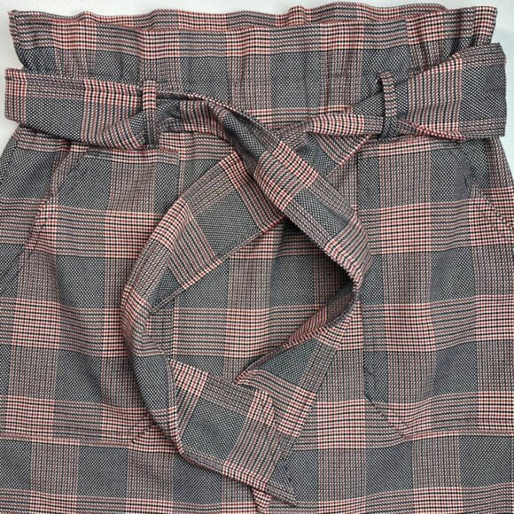 ZARA Trafaluc Plaid Paperbag Belted Mini Skirt Sz Small - Picture 6 of 6